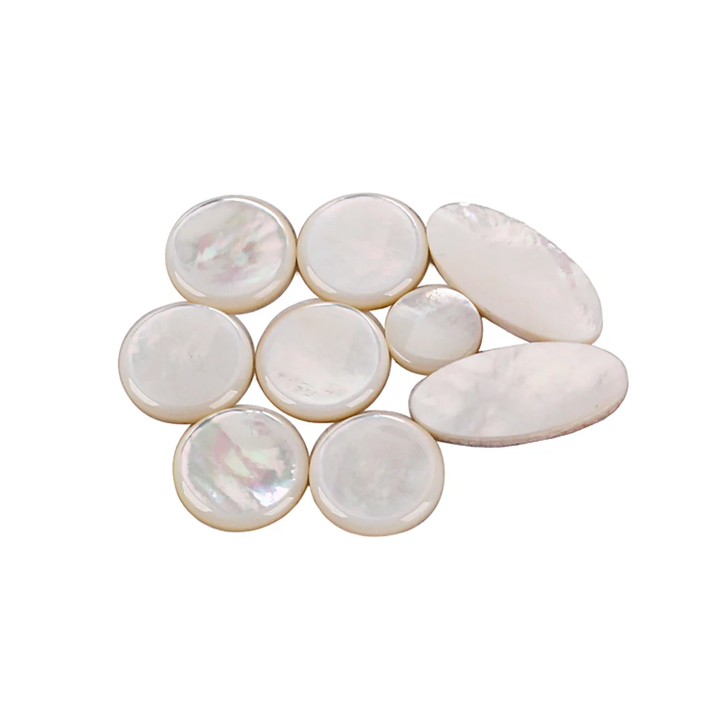 

9 Pieces Saxophone Key Buttons White Shell Round Oval Inlays Tenor Sax Button Musical Instrument Supplies Gifts