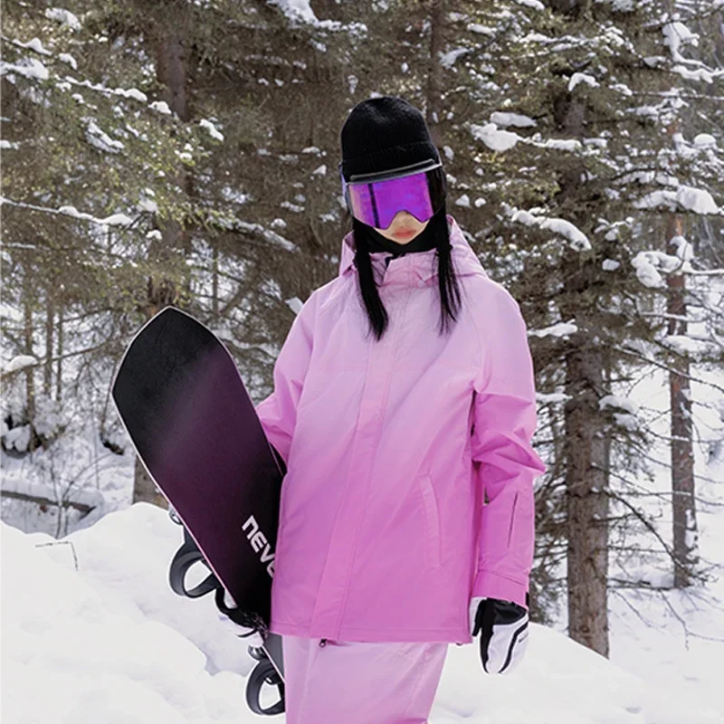 Winter Loose Windproof Ski Jackets New Women Men Top Skiing Snowboarding Overcoats Gradient Outdoor Waterproof Snow Clothes
