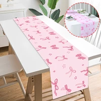 Pink Bow Polyester Table Runner Wedding Birthday Party Decoration Kids Girl Baby Shower Party Supplies Dining Table Cloth Cover 2