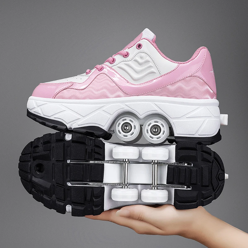 

Deformation Parkour Shoes Four Wheels Rounds Of Running Shoes 2023 Casual Sneakers Unisex Deform Roller Shoes Skating Shoes