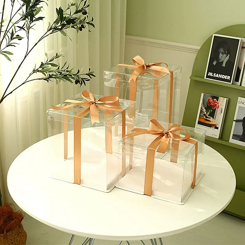Clear Cake Box Transparent Gift Organizer, PVC and Paper Packaging for Birthday, Baby S... - SKU CCBT1219 - UGI Packaging