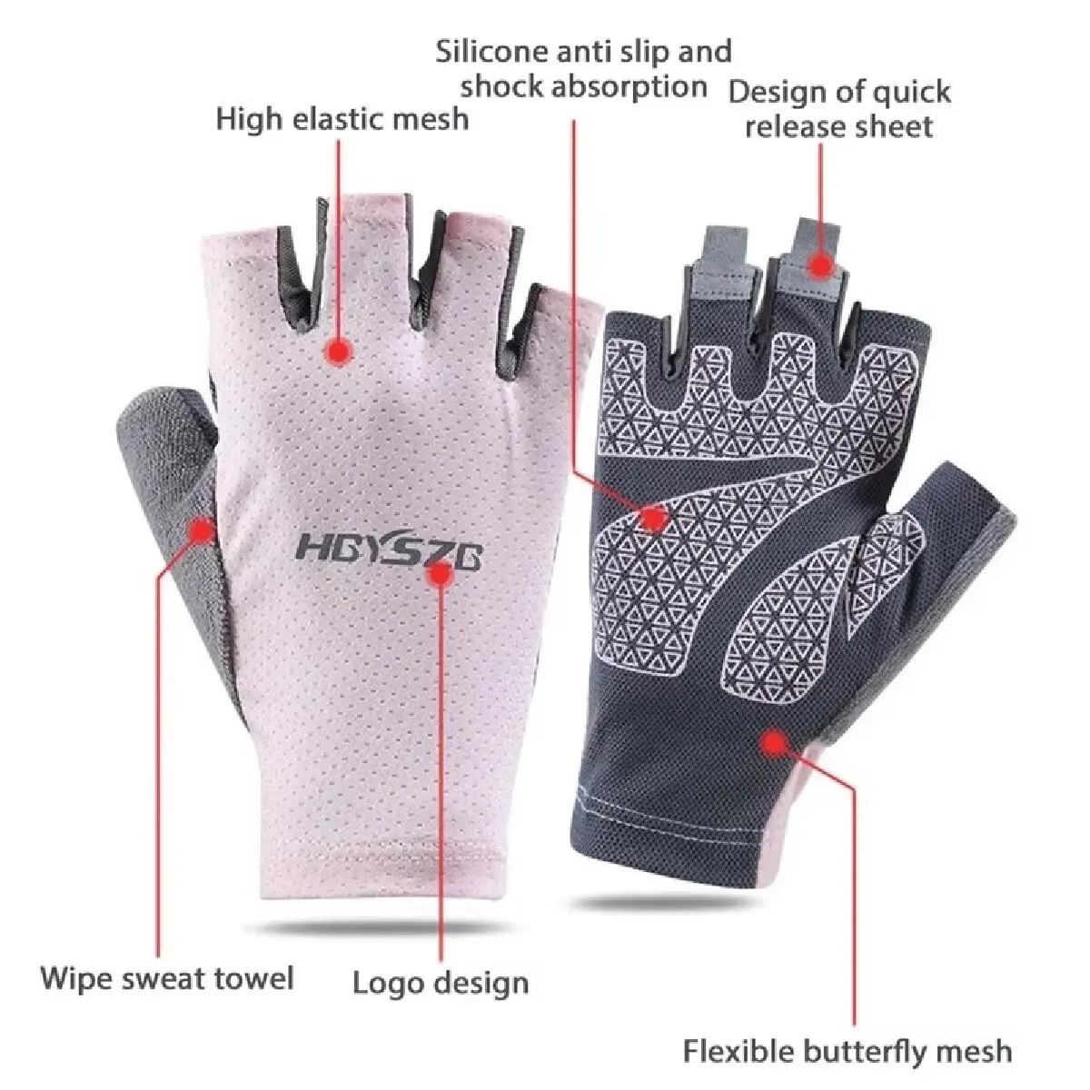 Professional Gym Fitness Breathable Anti-Slip Women Men Half Finger Summer Fishing Cycling Fingerless Gloves Female Bicycle Bike 5
