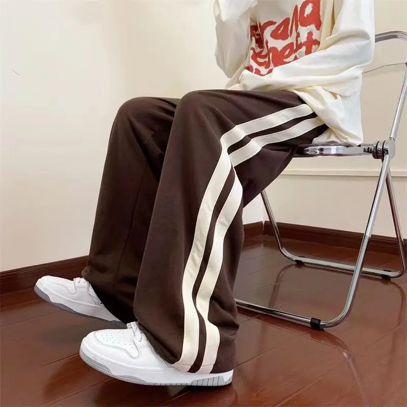 Stripe Sweatpants Women Y2k Streetwear Korean Fashion Casual Wide Leg Pants Loose Vintage Joggers Spring Summer Black Trousers