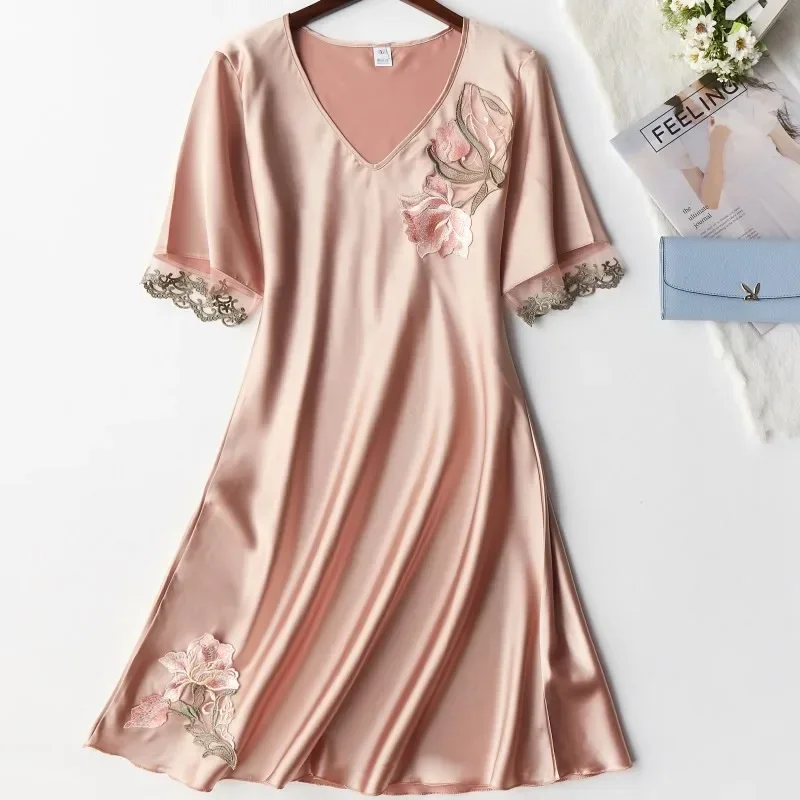 Womens Satin A-Line Nightdress - Multi main image 1