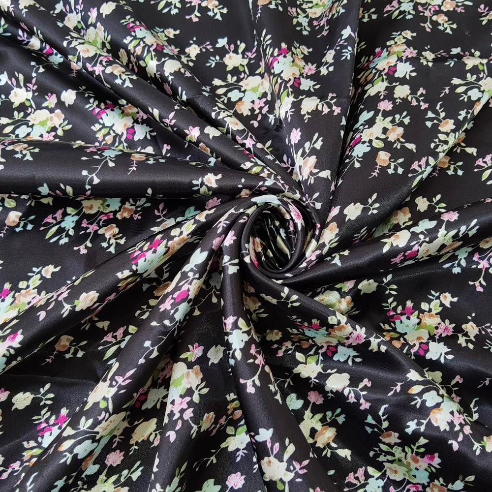 1 Meter x 1,48 Meter weicher Retro-Satin-Stoff mit Blumenmuster für Schal, Futter, Hemd, Kleid, DIY – Detail 26