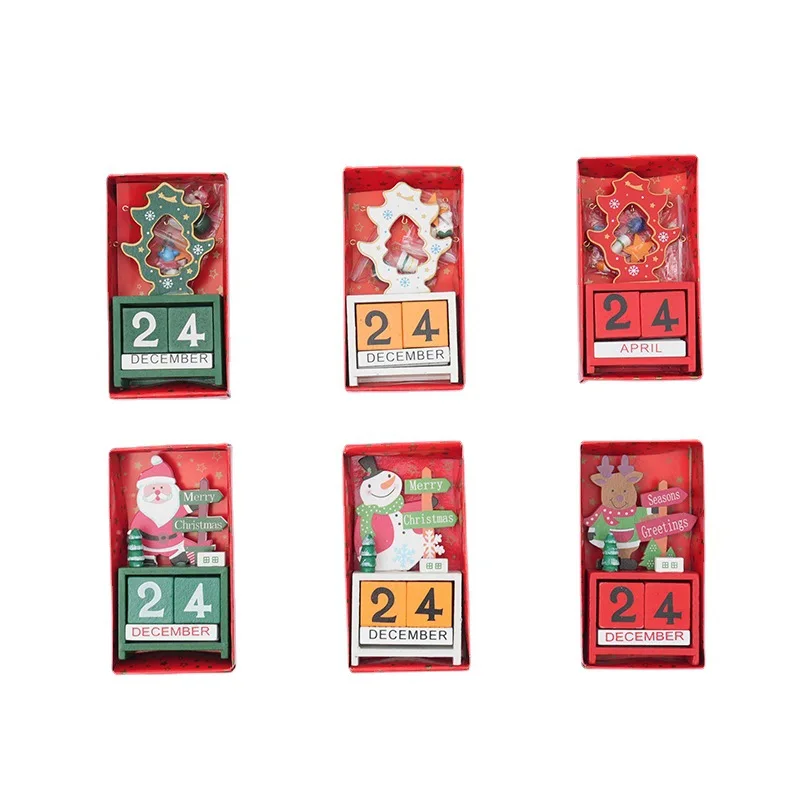 Festive Wooden Countdown Calendar with Santa and Snowman - DIY Tabletop Christmas Decoration