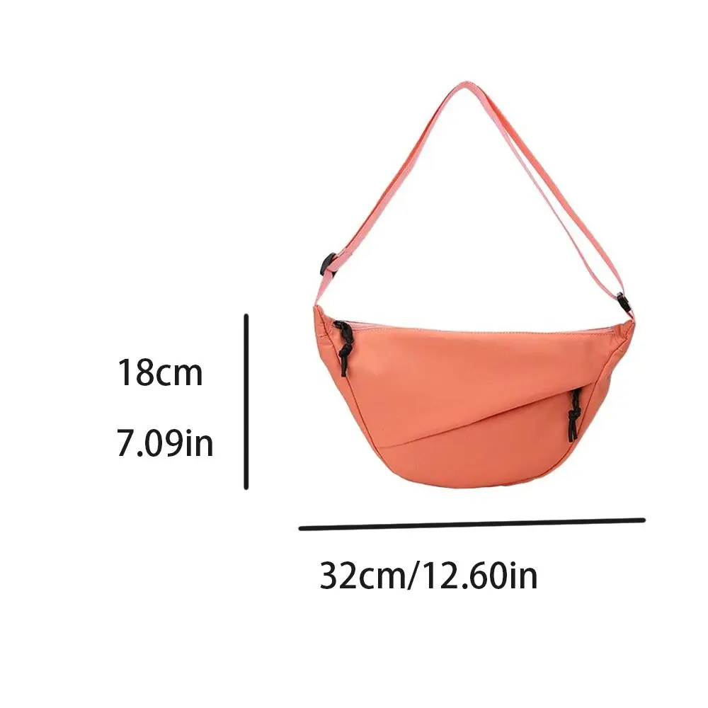 Half-moon Shape Nylon Crossbody Bag Double Layer Zipper Dumpling Shoulder Bag Chest Bag Handbag Sports Message Bag Outdoor