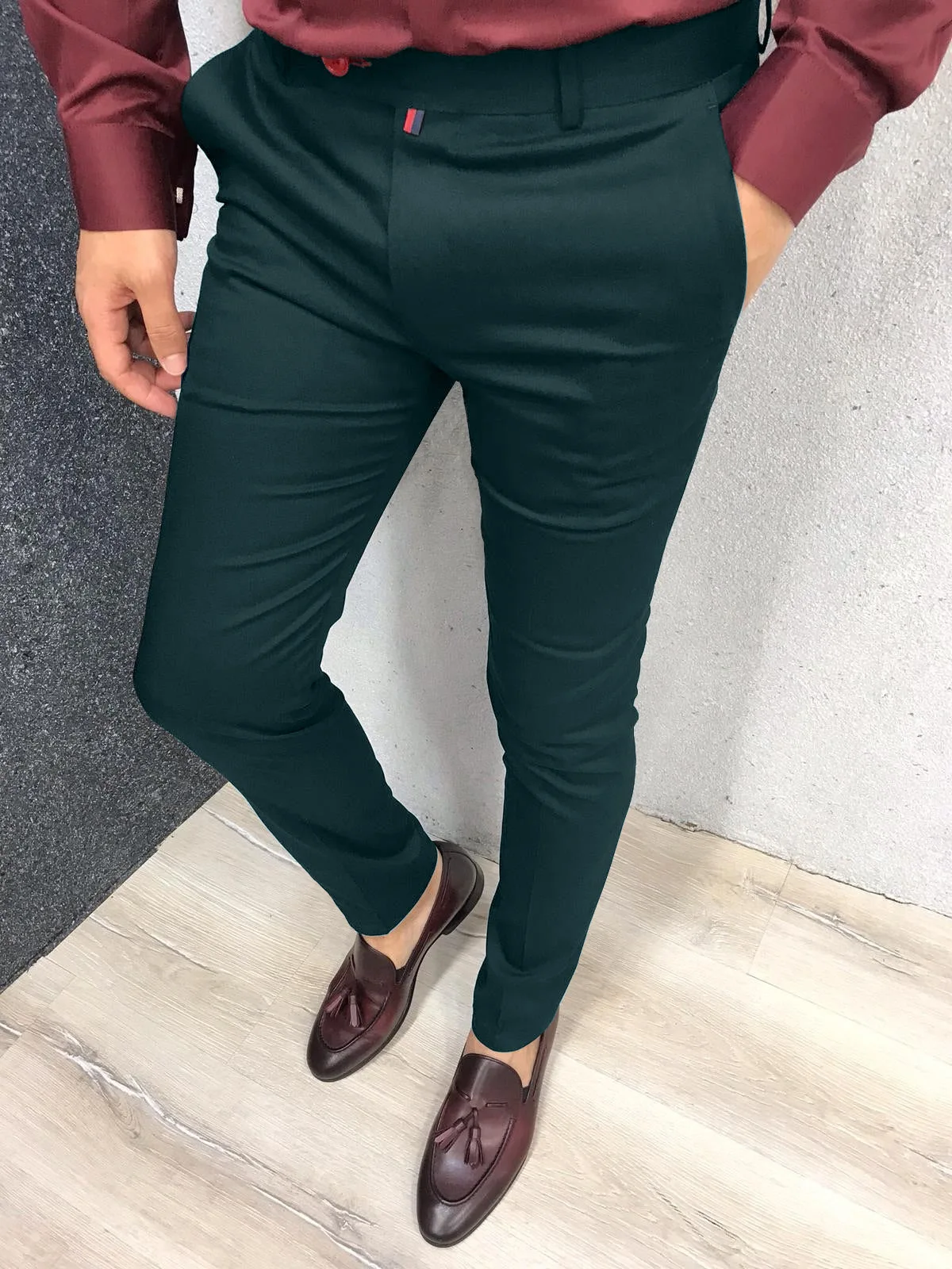 New Fashion Men's Suits Pants Slim Fit Pencil Pants Vintage Solid Color Buttoned Business Casual Trousers Male Clothes Pants Man 6