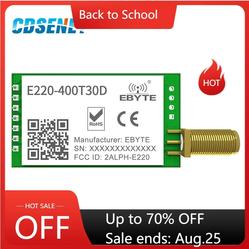 LLCC68 433MHz LoRa Wireless Module 470MHz 30dBm Long Range 10km RSSI CDSENET E220-400T30D SMA-K DIP UART Transmitter Receiver for Wireless Module