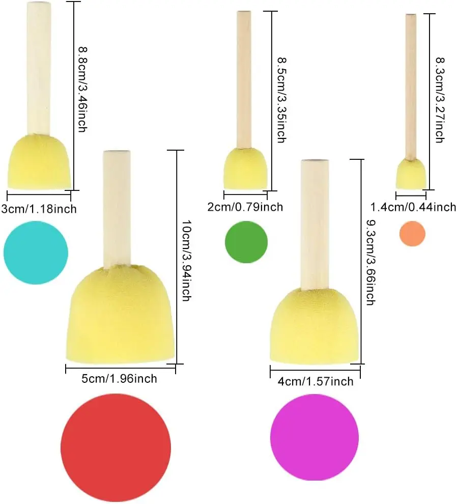 5pcs Round Stencil Sponge Wooden Handle Foam Sponge Paint Brush Foam Brush Painting Tools Drawing Toy for Kids Art Crafts paint brushes