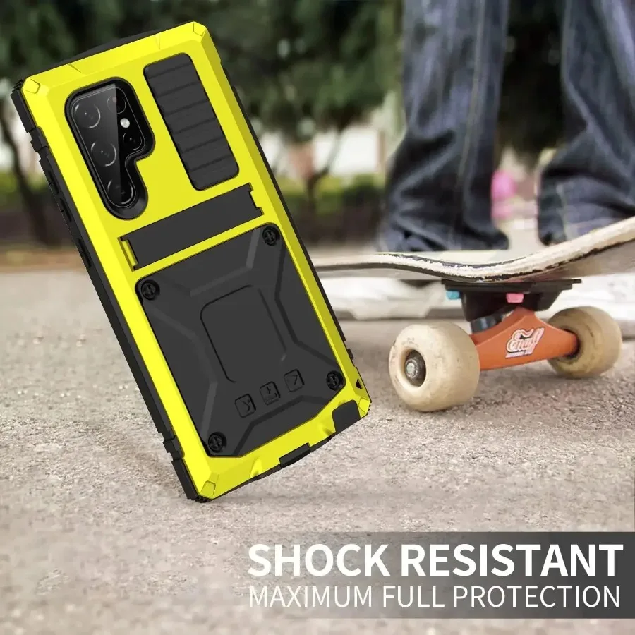 Premium Heavy-Duty Aluminum Metal Armor Phone Case with Shockproof Screen Protector