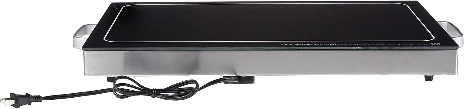 NEW Electric Warming Tray with Adjustable Temperature Control, 24 in, Silver, Black