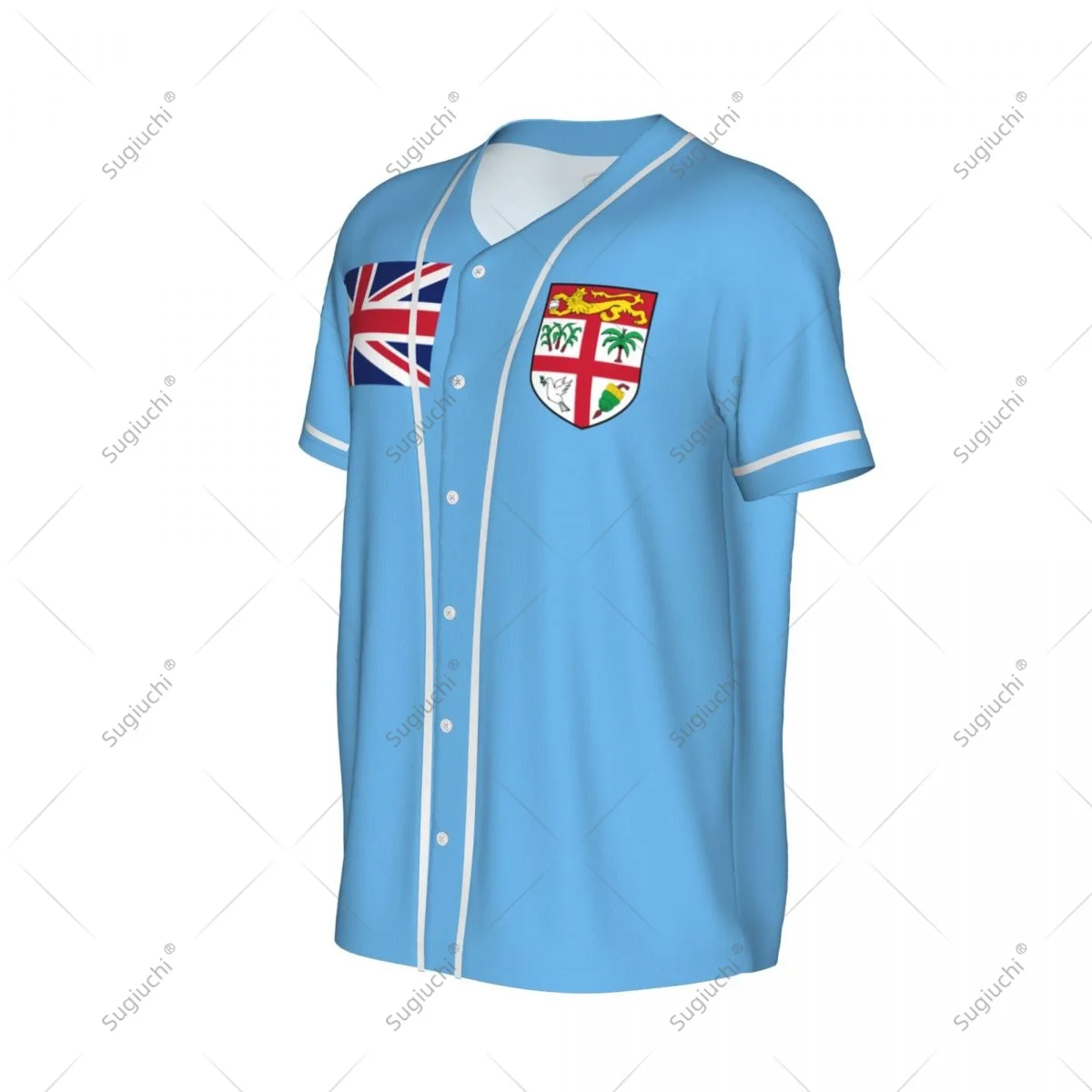 3D Printed Fiji Flag Men Baseball Jerseys Mesh Sports T-shirt Tees Name Nunber