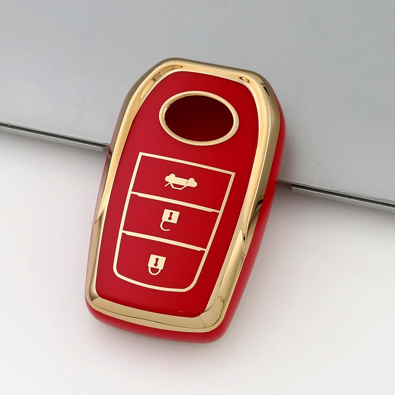 Premium TPU Gold Edge Key Case Cover for Cars - Elegant Shell Fob Protector