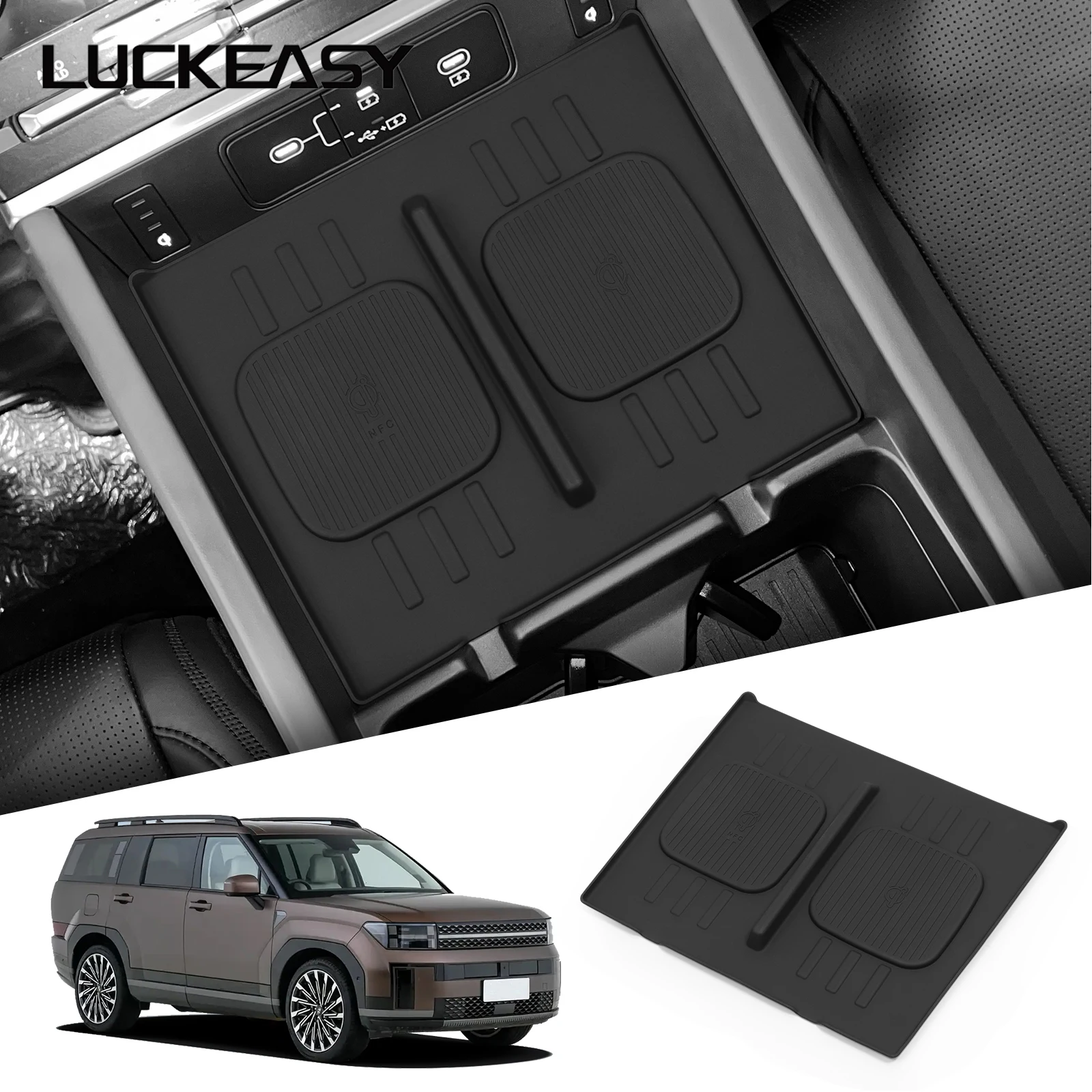Wireless Charging Pad for Hyundai Santa Fe Auto Interior Accessories Car Phone Non-slip Charger Mat Silicone Protective Pad