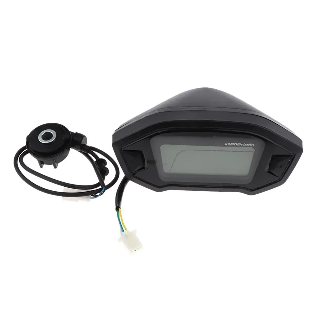 범용 백라이트 LCD 오토바이 속도계 주행 거리계 게이지, 13000 RPM 199 KMH MPH, 5 기어 7