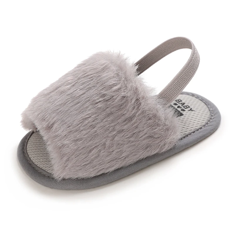Winter Cute Baby Slippers Fluffy Baby Boy Girl Sandals Soft Non-slip Sole Toddler First Toddler Shoes