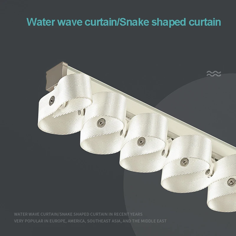 Light Luxury Mute Custom Curtain Rod Trilha de Onda Personalizada Ripple Fold Curtain Rail para s Fold Tape Haste Manual