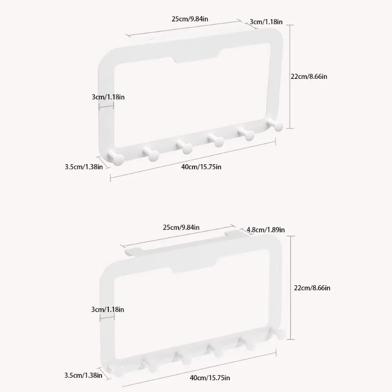 448B Space Saving Adhesive Door Hooks No Marking Door Hooks Six Link Design Clothing Hangers for Easy Organization