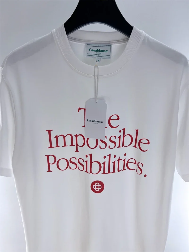 

High quality Casablanca The Impossible Possibilities T-shirt Men Women White Casual Top Tees T Shirt