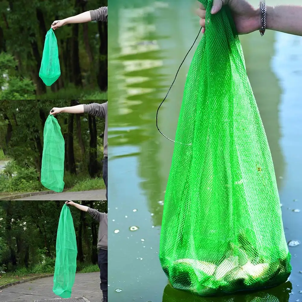 High Quality Nylon Foldable Fishing Net Bag Thickening Bottom Small Simple Guard Grid Mouth Beam Fish Flat Storage Net X8m4