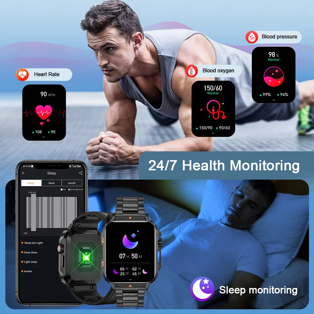 New Smartwatch 1.95" Screen Health Monitoring Watches IP68 Waterproof Sport Fitness Smart Watch For Men Women reloj inteligente