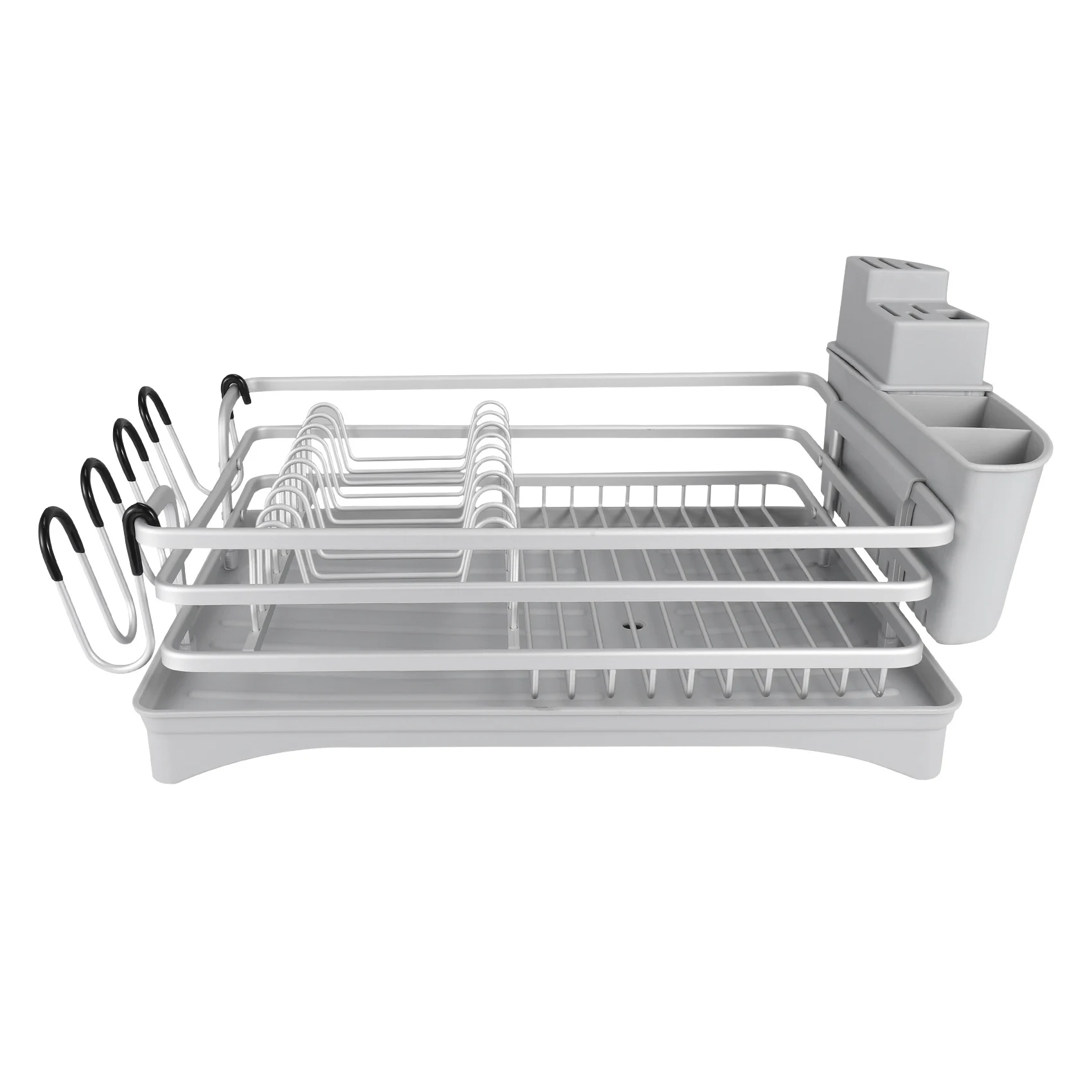 

Dish Drying Rack, Compact Rustproof Dish Rack and Drainboard Set, Dish Drainer with Adjustable Swivel Spout Gray