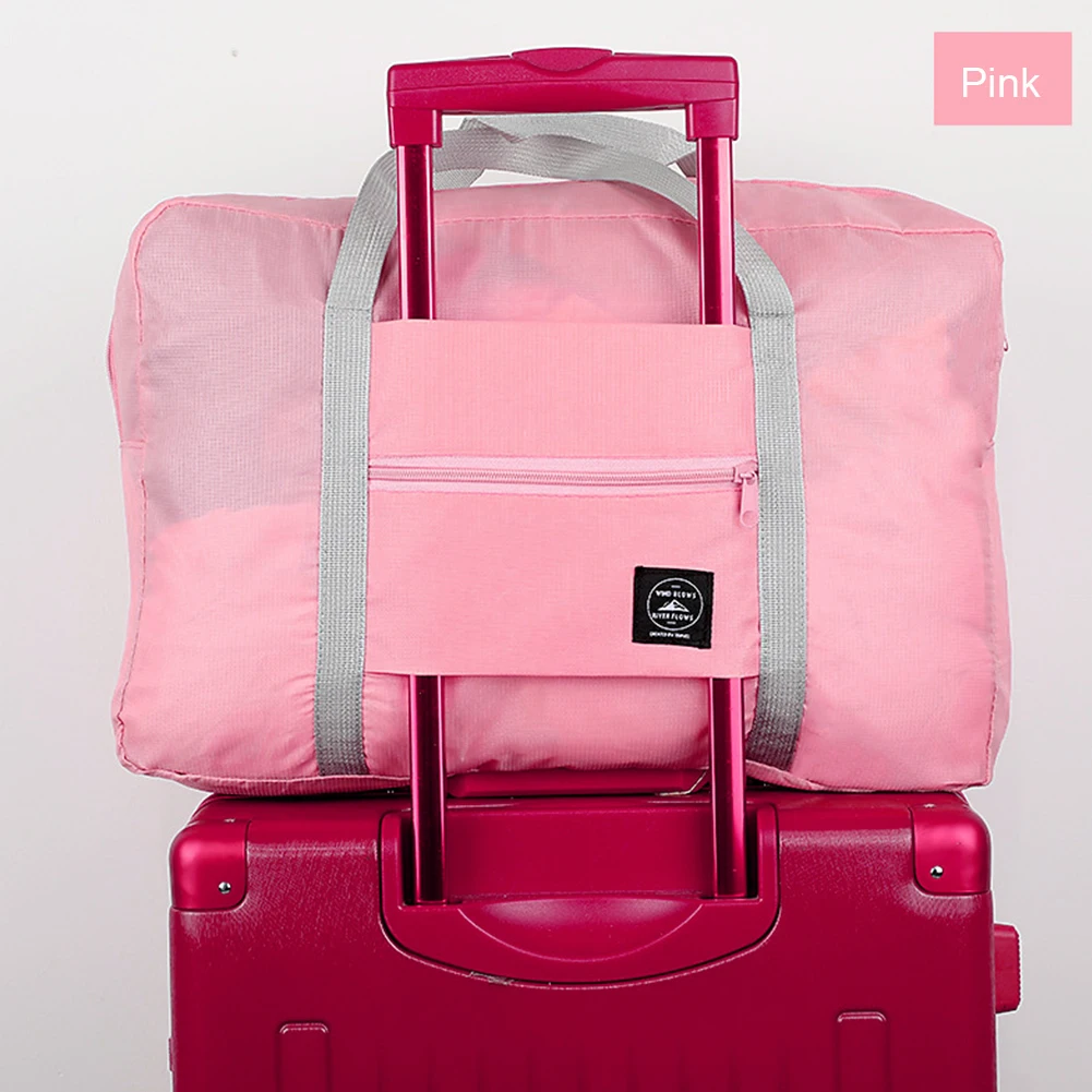 Nylon Travel Duffels Waterproof Foldable Larger Finishing Bag Large-capacity Lightweight Solid Color for Women Men for Traveling