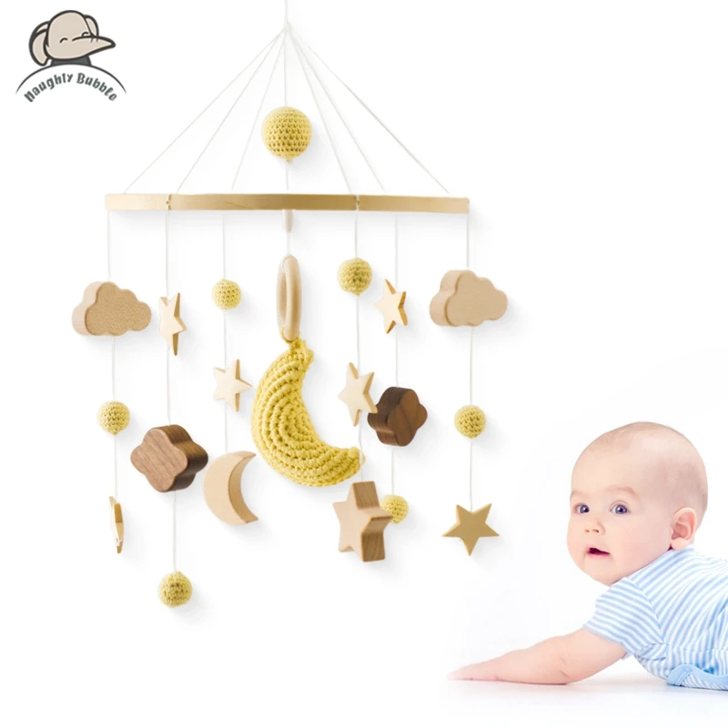 

Baby Rattle Toy 0-12 Months Felt Wooden Mobile Newborn Music Box Crochet Bed Bell Hanging Toys Holder Bracket Infant Crib Toy