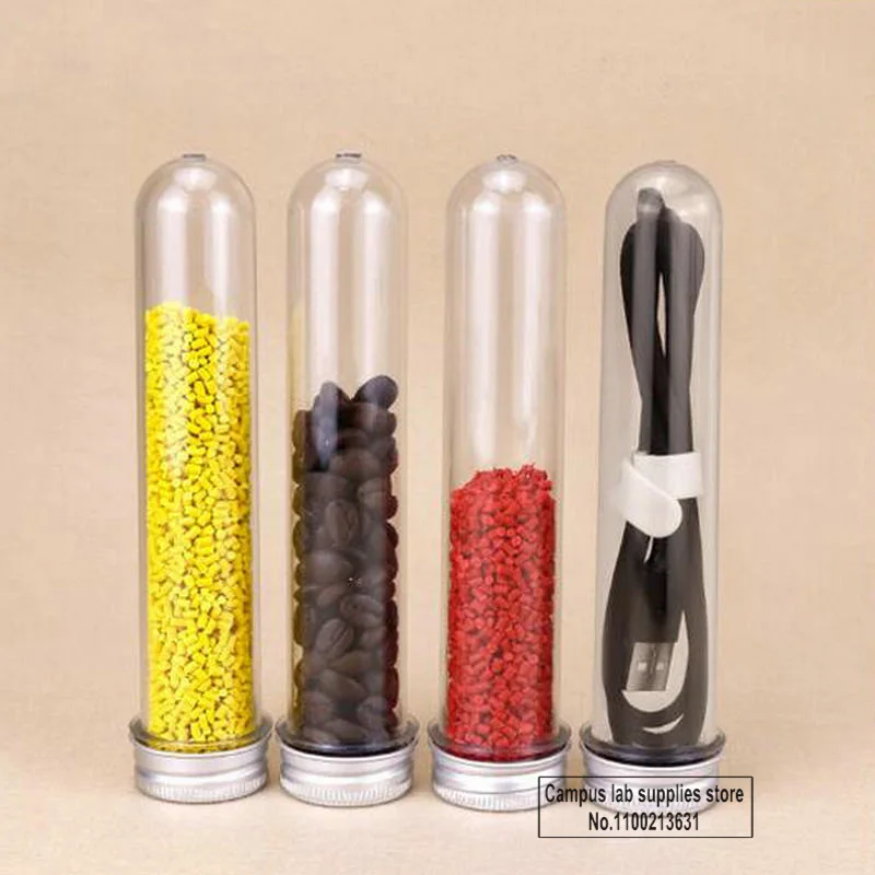 

10pcs/20pcs/30pcs Lab PET Test Tube Clear 30/40/100ml Cylindrical Plastic Refillable Bottle for Mask Candy or Data Line