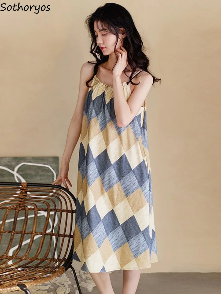 

Nightgowns Women Creativity Attractive Popular Geometric Elegant Simple Comfortable Sleeveless Ulzzang Trendy Holiday Mature New