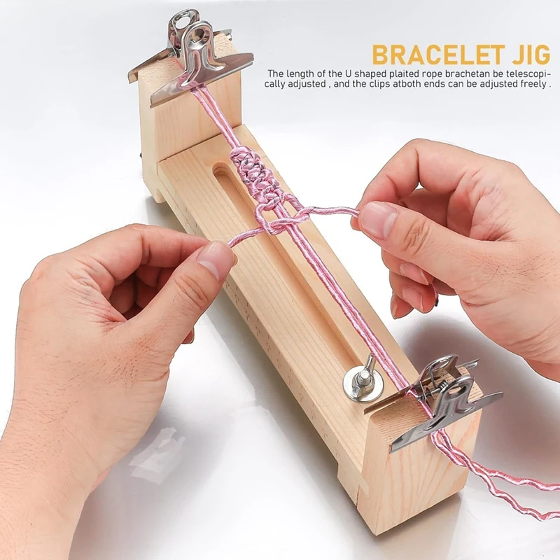 Wooden Bracelet Clamp, Wooden Clamp Bracelet Maker, Weaving Tool Kit, DIY Hand-Woven Clamp