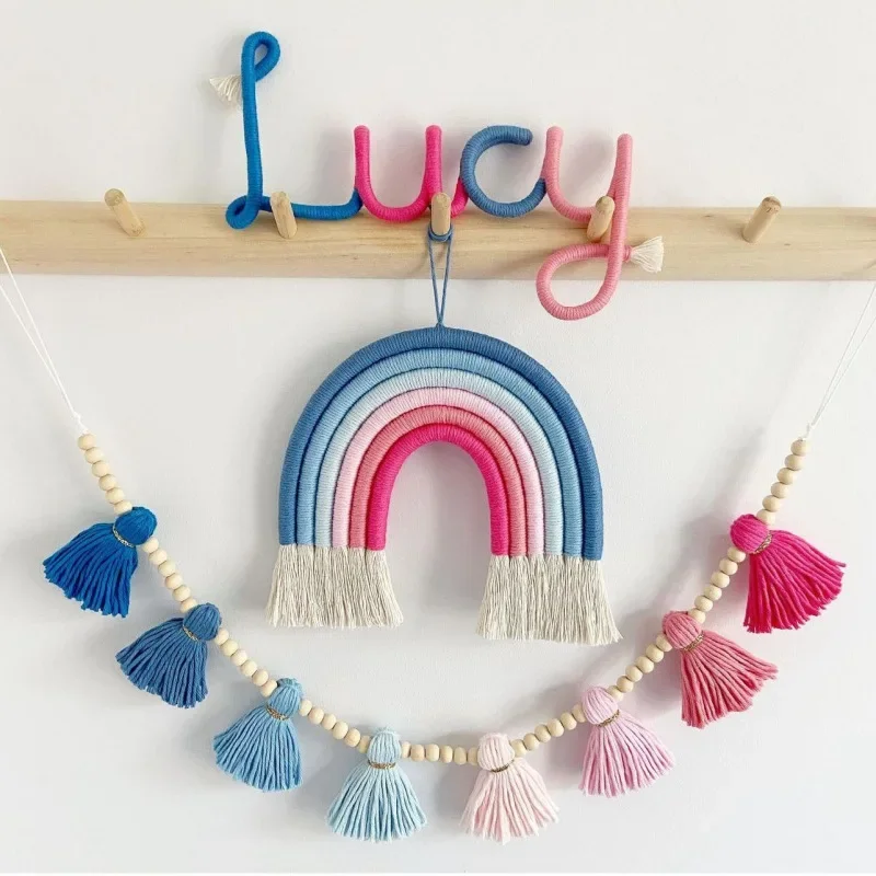 Nordic Wall Hanging Rainbow + Wood ead Tassel Banner Nursery Children's Room Decoration Ornaments  Home Wall Hanging Decor 5