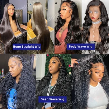 Deep Wave Lace Front Wig 30 40 Inch Body Wave Human Hair Wigs Curly Human Hair Wigs for Black Women 13X6 Hd Transparent Lace Frontal Wig 13X4 Lace Front Wig 250 Density Brazilian Bone Straight Pre-Plucked Lace Wig Wate 1