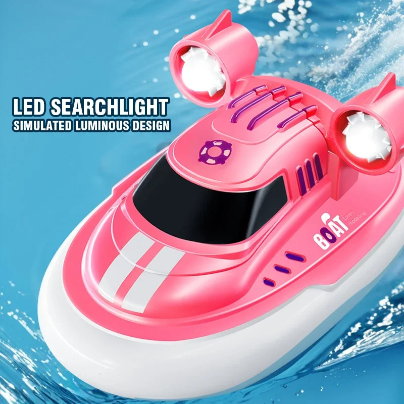 Mini Waterproof Remote Control Boat with LED Light for Kids