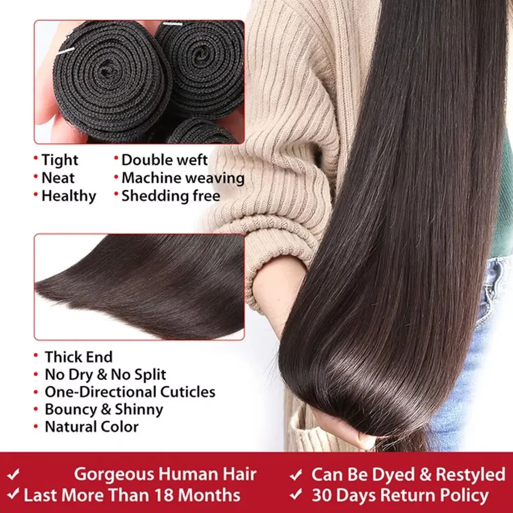 Vietnamese Bone Straight Human Hair Bundles Double Drawn Brazilian Hair Extensions Raw Hair Weave Bundles Human Hair 5