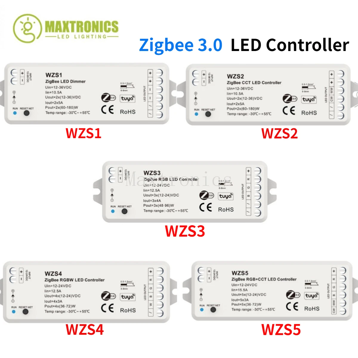 

Zigbee 3.0 DC12-24-36V LED Controller Voice /Google/Alexa control WZS1/2/3/4/5 For Single Color CCT RGB RGBW RGB+CCT Led Strip
