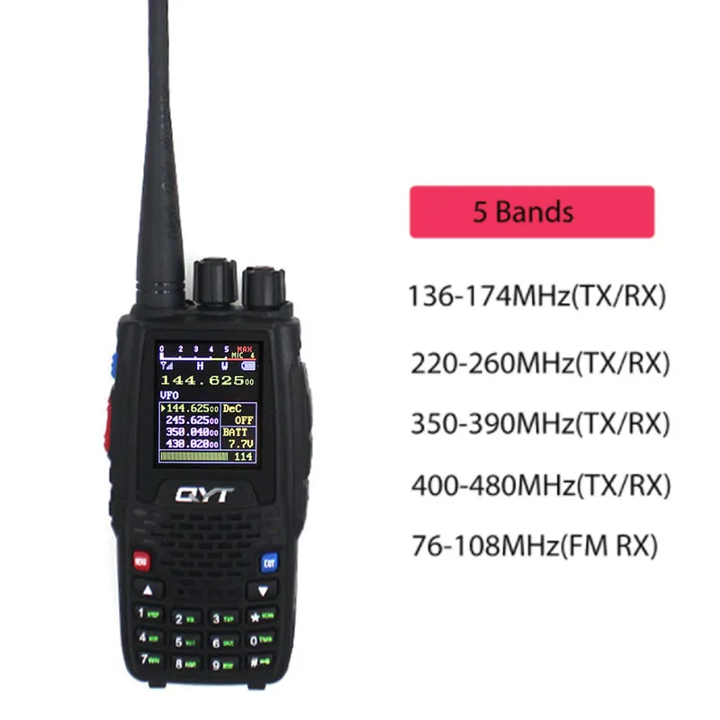 

QYT Quad Band handheld radio 136-174MHz 220-260MHz 400-480MHz 350-390MHz Two way radio program cable