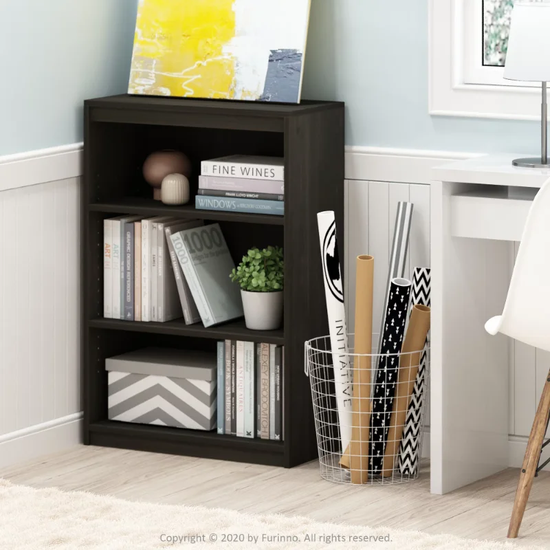 

Furinno Gruen 3-Tier Bookcase with Adjustable Shelves, Espresso book shelf
