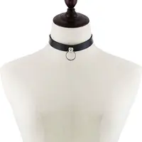 Collier ras du cou en PU pour cosplay Reze de Chainsaw Man, collier en cuir punk avec pendentif chaîne à anneau, bijoux unisexe, accessoires de fête 4
