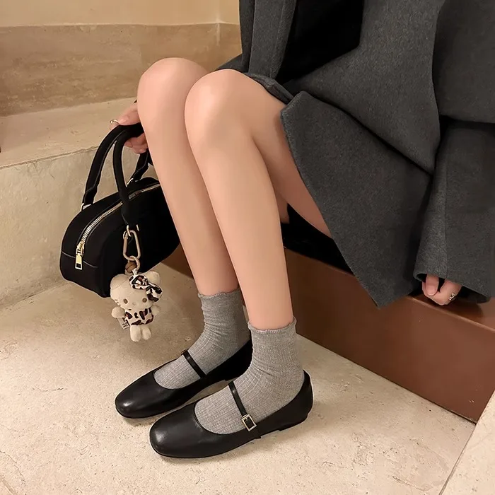 2023 frühjahr Neue Frauen Mary Jane Schuhe Mode Karree Flach Slip auf Damen Flache Schuhe Weiche Sohle Outdoor Kleid Ballerina – Detail 17