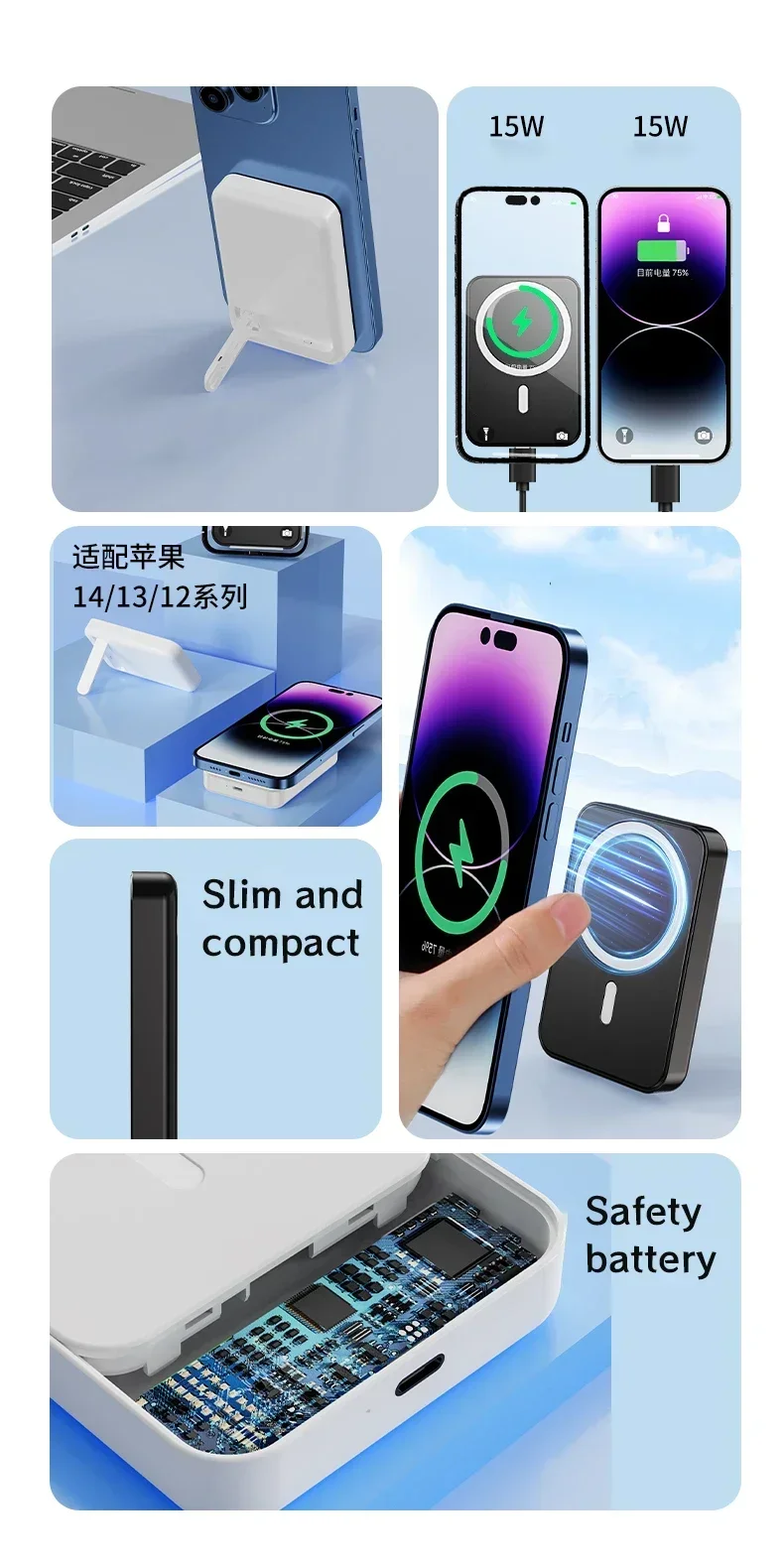 New Magnetic Power Bank External Auxiliary Spare Battery for IPhone 12 13 14 15 Portable Wireless Charger with Bracket Powerbank 2 Sc49d0b70ed3d4d7fbcc3173528be0534U