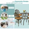5-Piece Patio Swivel Bar Set, All-Weather Cast Aluminum Outdoor High Bar Stool Bistro Set for Backyard Garden with 4 Cu 5