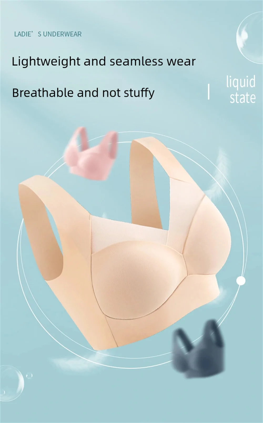 Description Picture 5 of itemWomen Lace Sport Bras Plus Size Seamless Bra Bralette Backless Lady Brassiere Vest Female Gathers Shock-Proof Wireless Top L-3XL