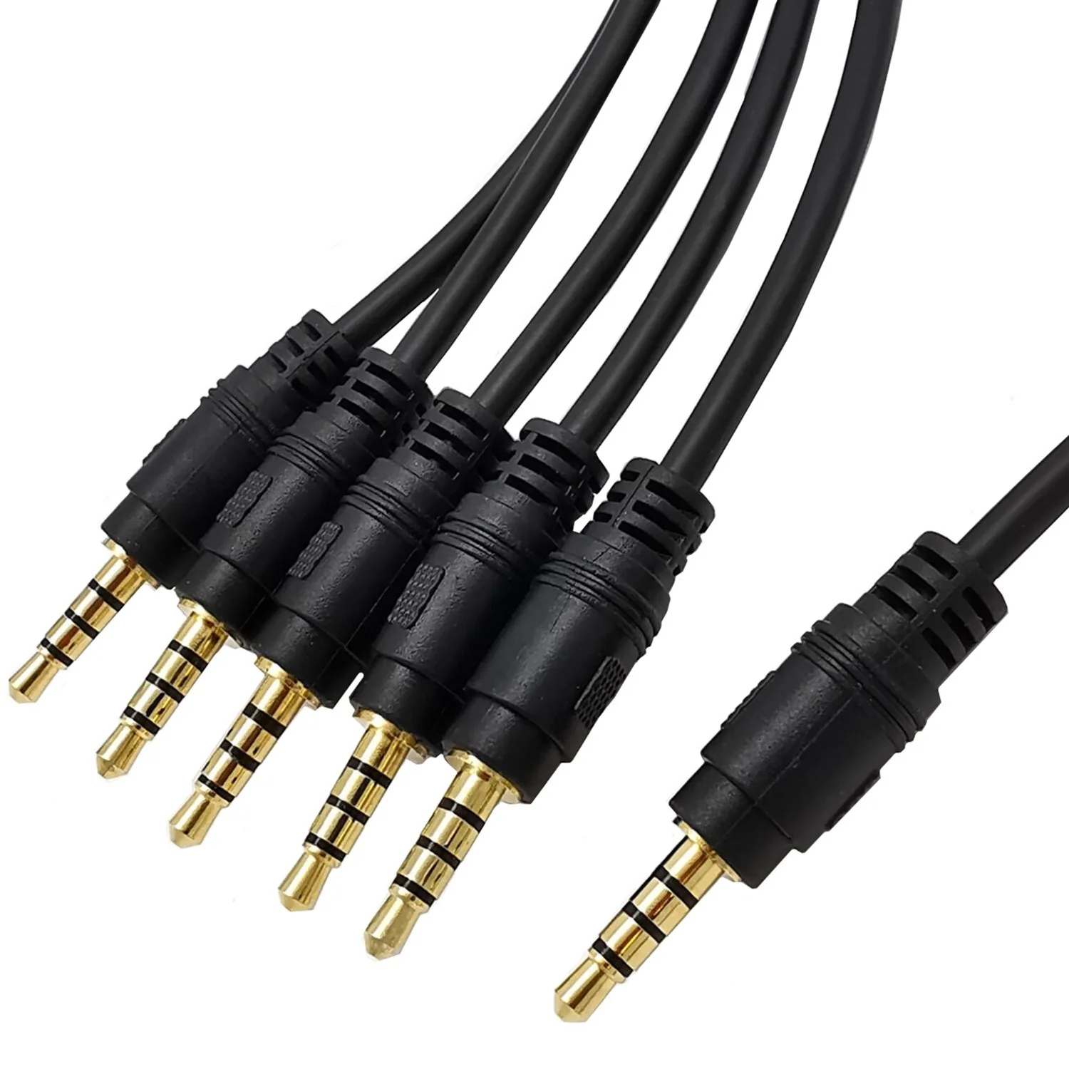 4 Pole 3.5mm Male to 5 Male 3.5mm TRRS Jack Headphone Mic Headset Splitter  Cable