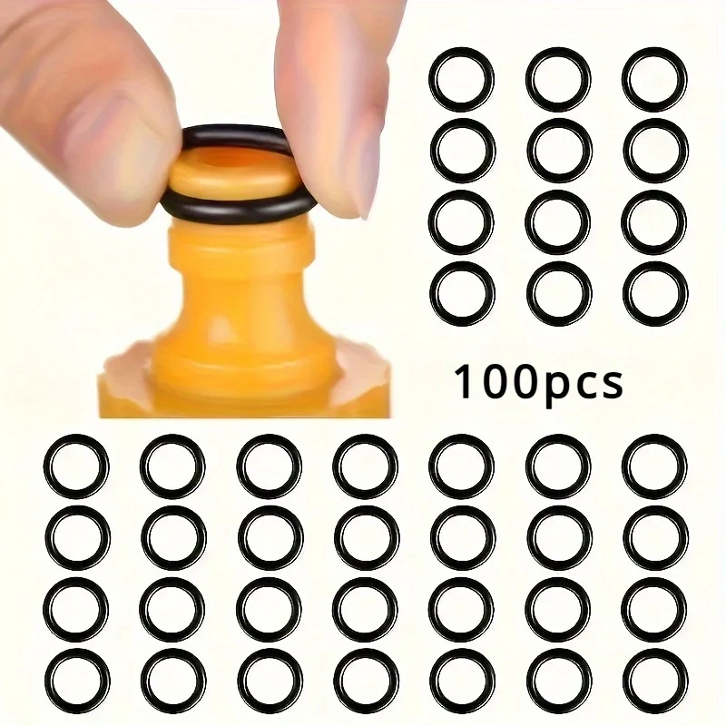 100PCS Durable Rubber O-ring Set, Suitable for Car Washing - Suitable for Water Gun and Faucet Connectors, Leak Proof Sealing