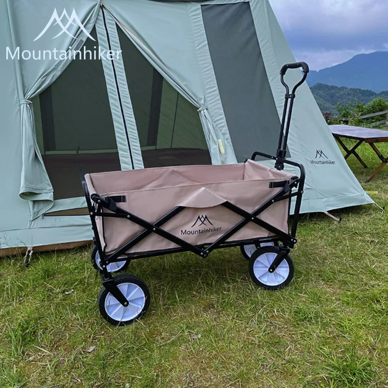 

Портативная тележка для путешествий на открытом воздухе, новая бежевая тележка толкает и тянет, складная и удобная для самостоятельного вождения, оборудование для кемпинга