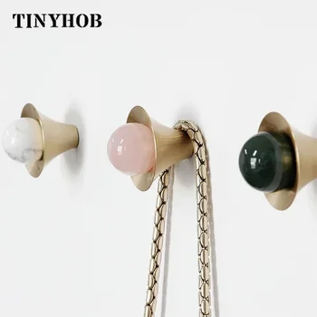 หินธรรมชาติ + ทองเหลืองตู้ครัวเฟอร์นิเจอร์คริสตัลสีชมพูลูกบิดฮาร์ดแวร์ตู้ดึง Spotted หินตู้รองเท้า 2