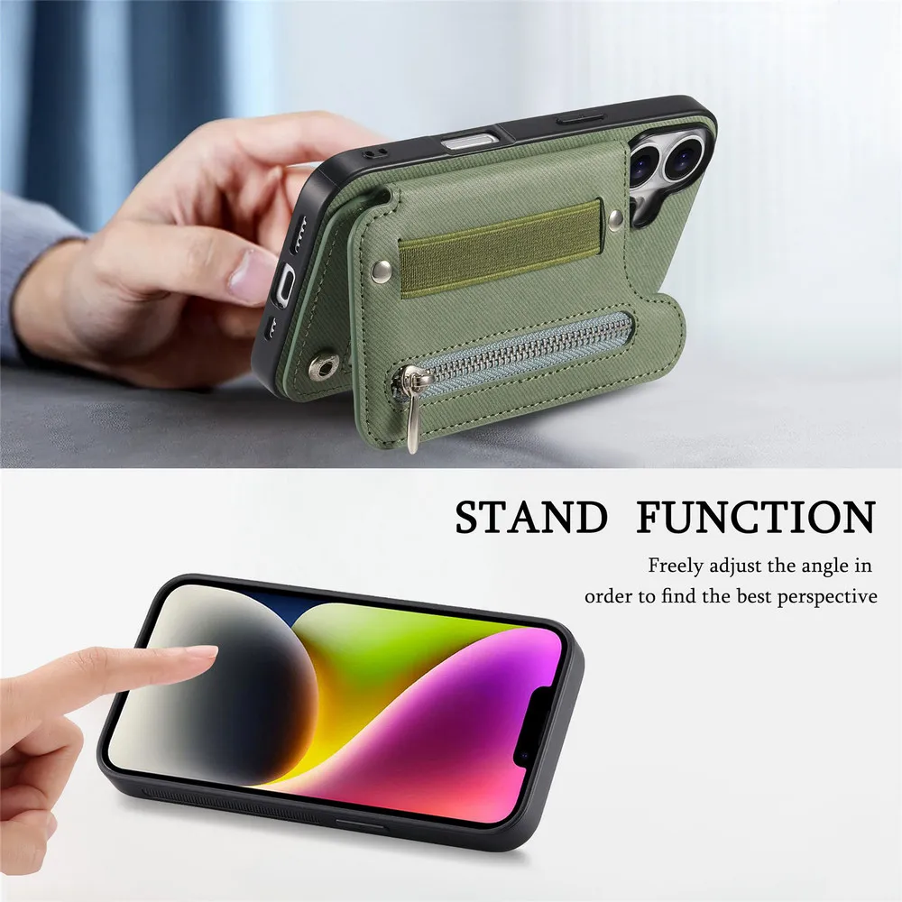 Luxury Leather Wallet Case with RFID Protection and Zipper