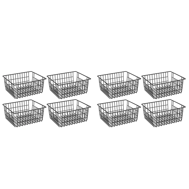 

Freezer Refrigerator Wire Storage Baskets,8 Pack Metal Baskets Food Storage Organizer Bin With Built-In Handles